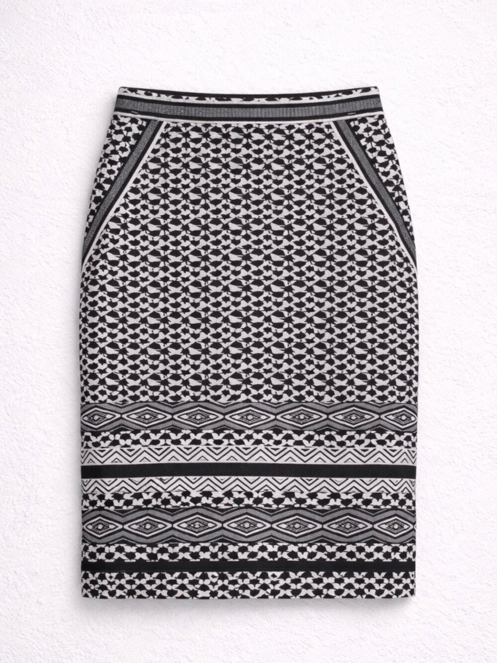 White House Black Market Women's Black & White Geometric Pencil Skirt Size 10